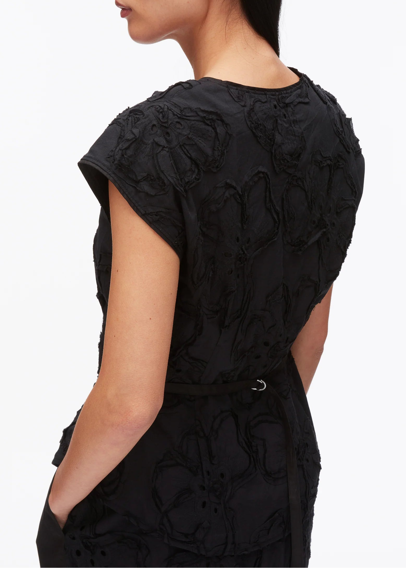 Embroidered Cap Sleeve Top