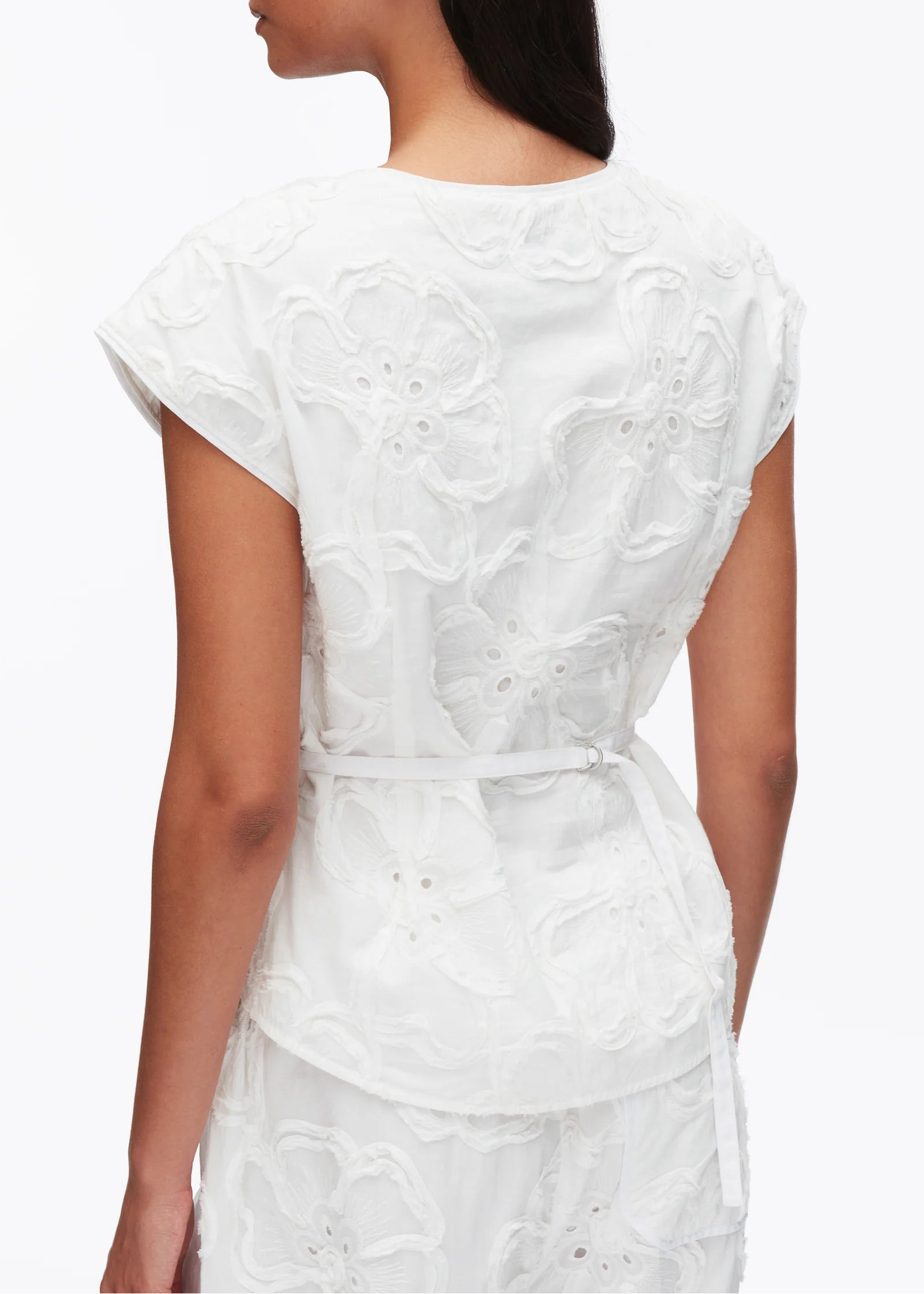 Embroidered Cap Sleeve Top