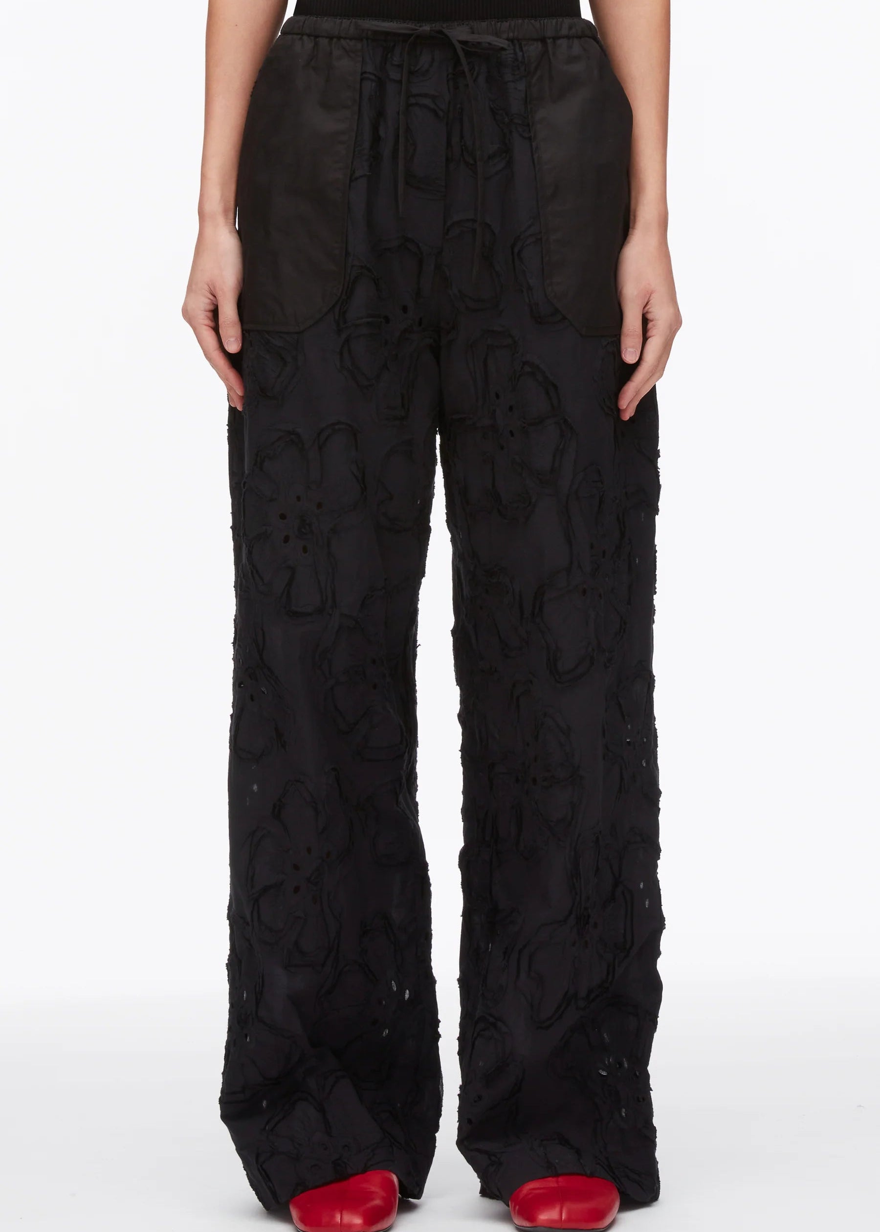 Embroidered Straight Leg Pull On Pants