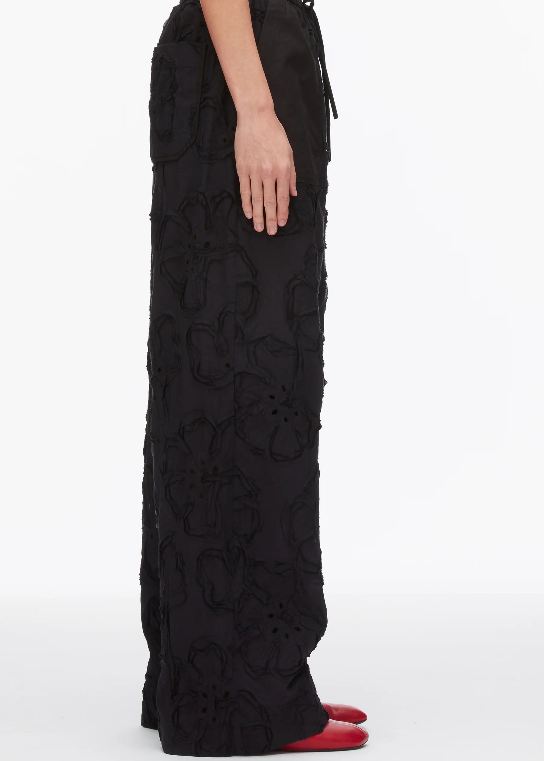 Embroidered Straight Leg Pull On Pants