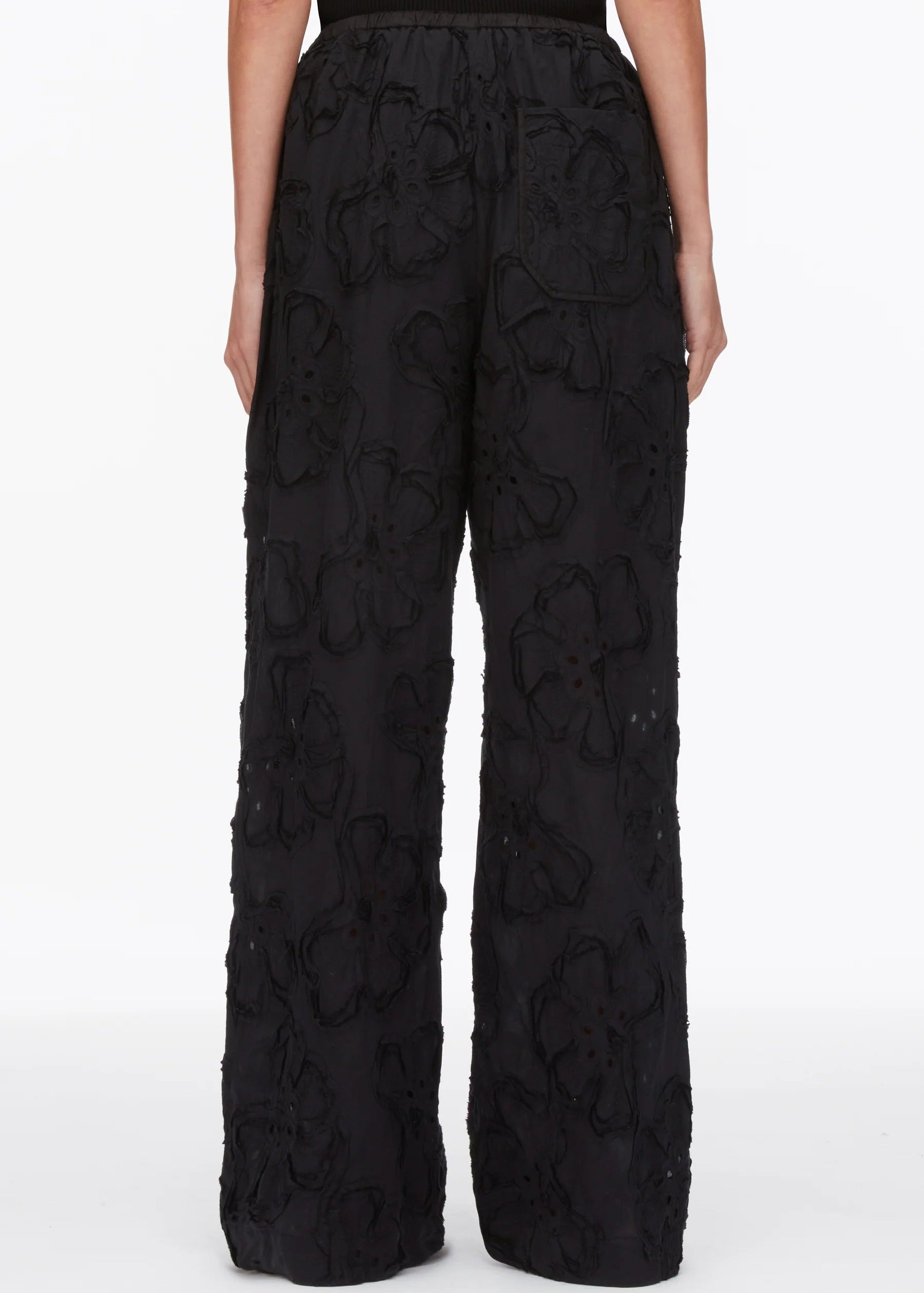 Embroidered Straight Leg Pull On Pants
