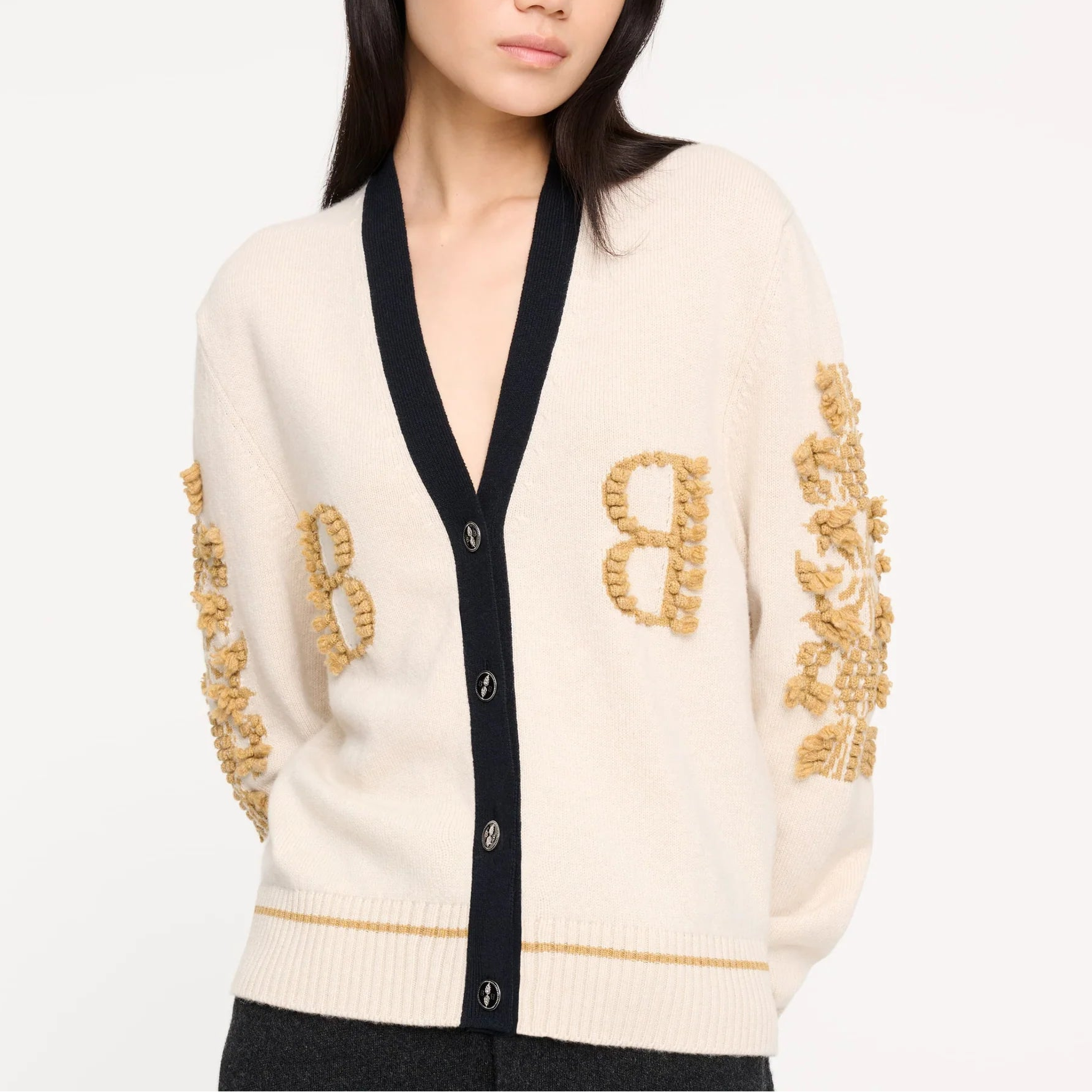Cashmere B logo V-neck cardigan
