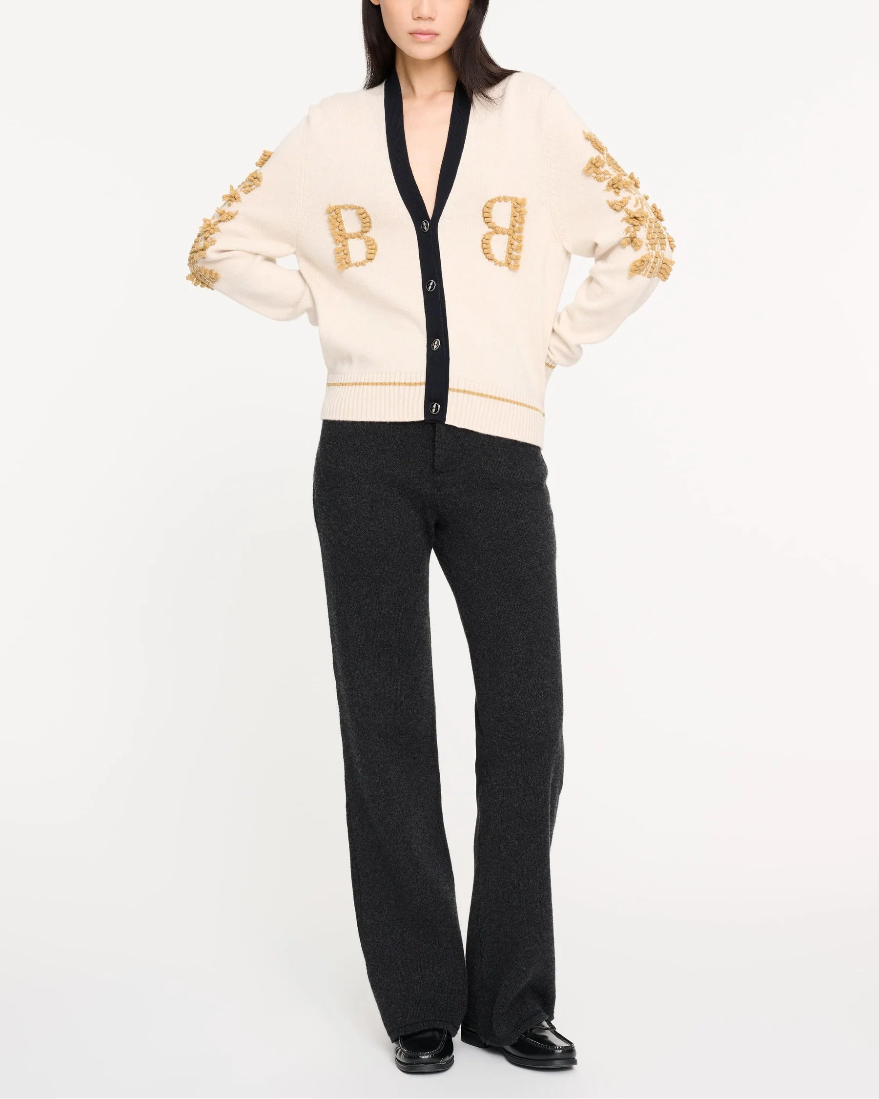 Cashmere B logo V-neck cardigan
