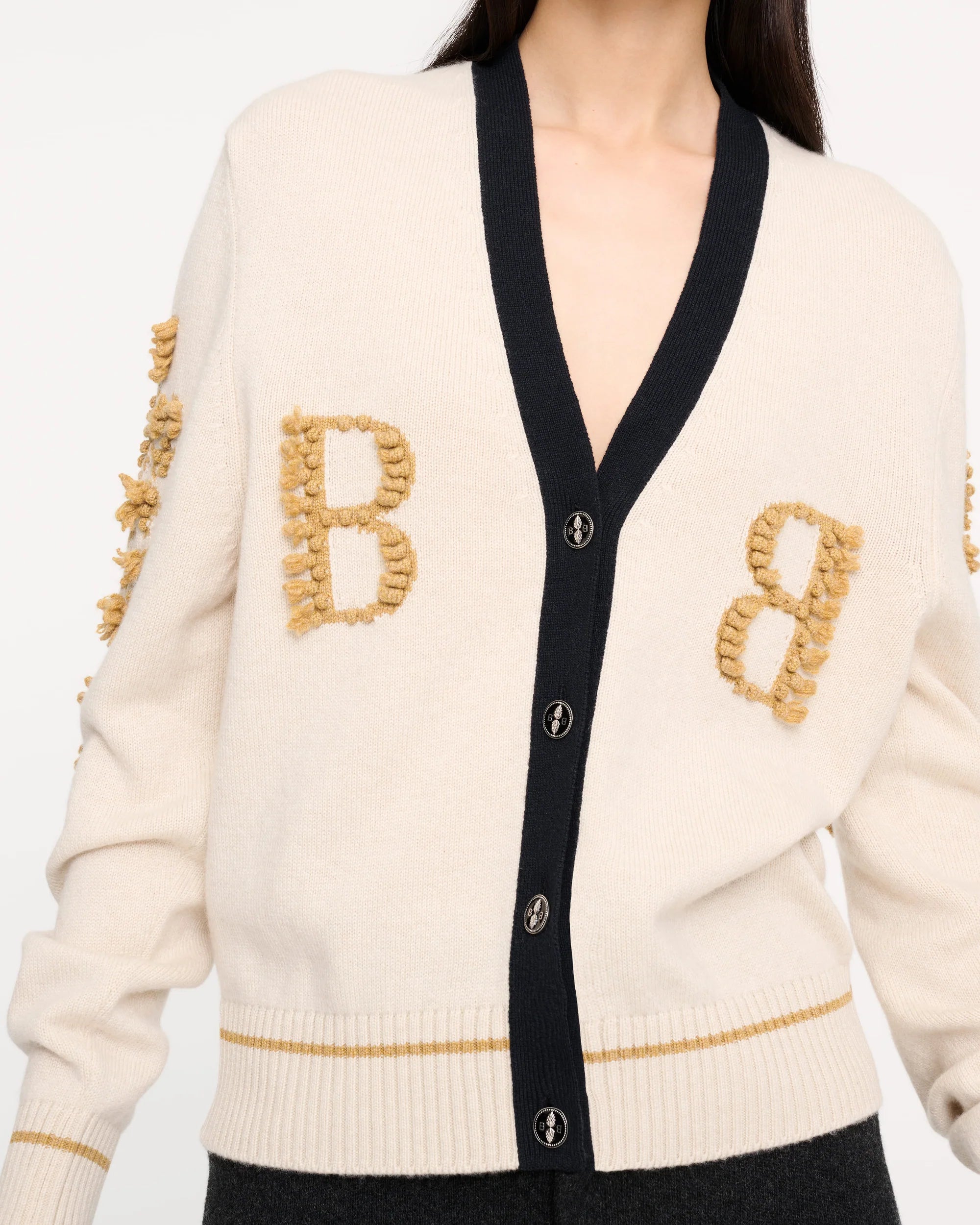Cashmere B logo V-neck cardigan