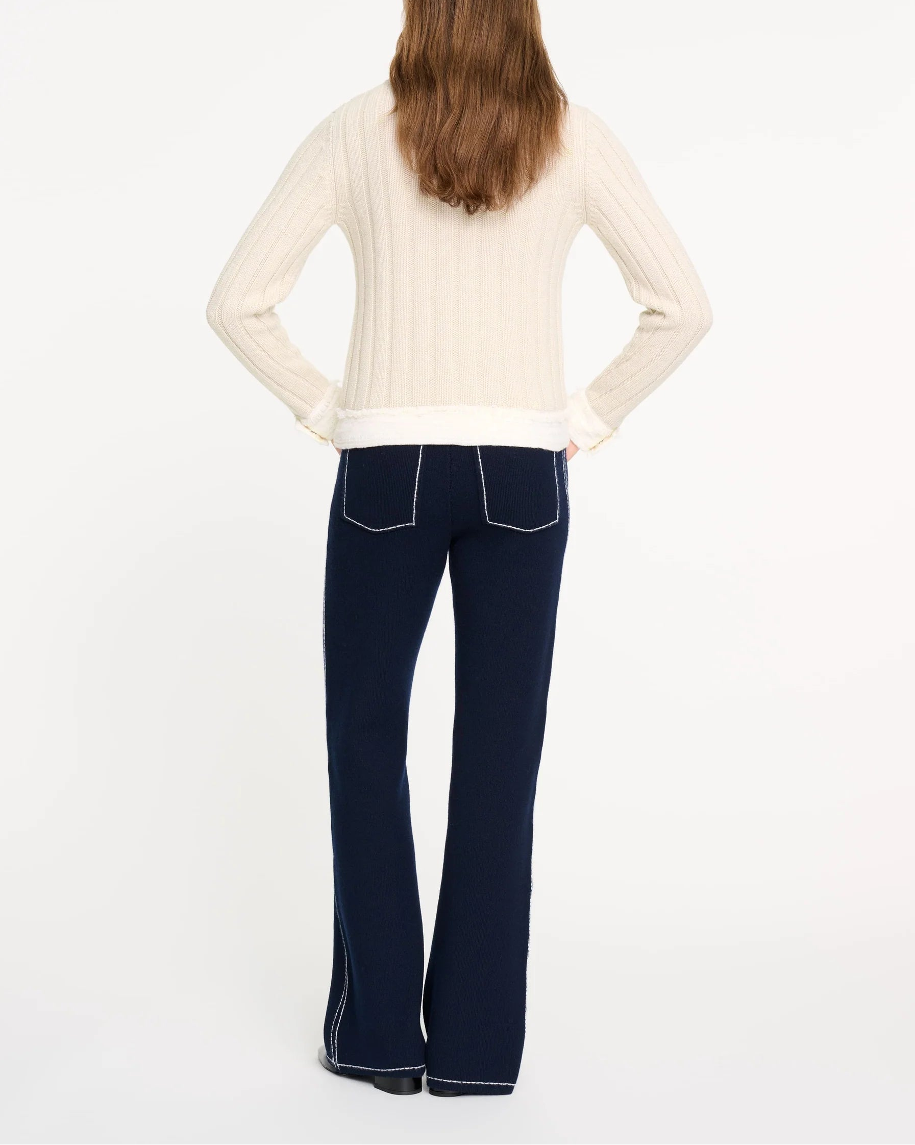Denim jacket in ribbed knit