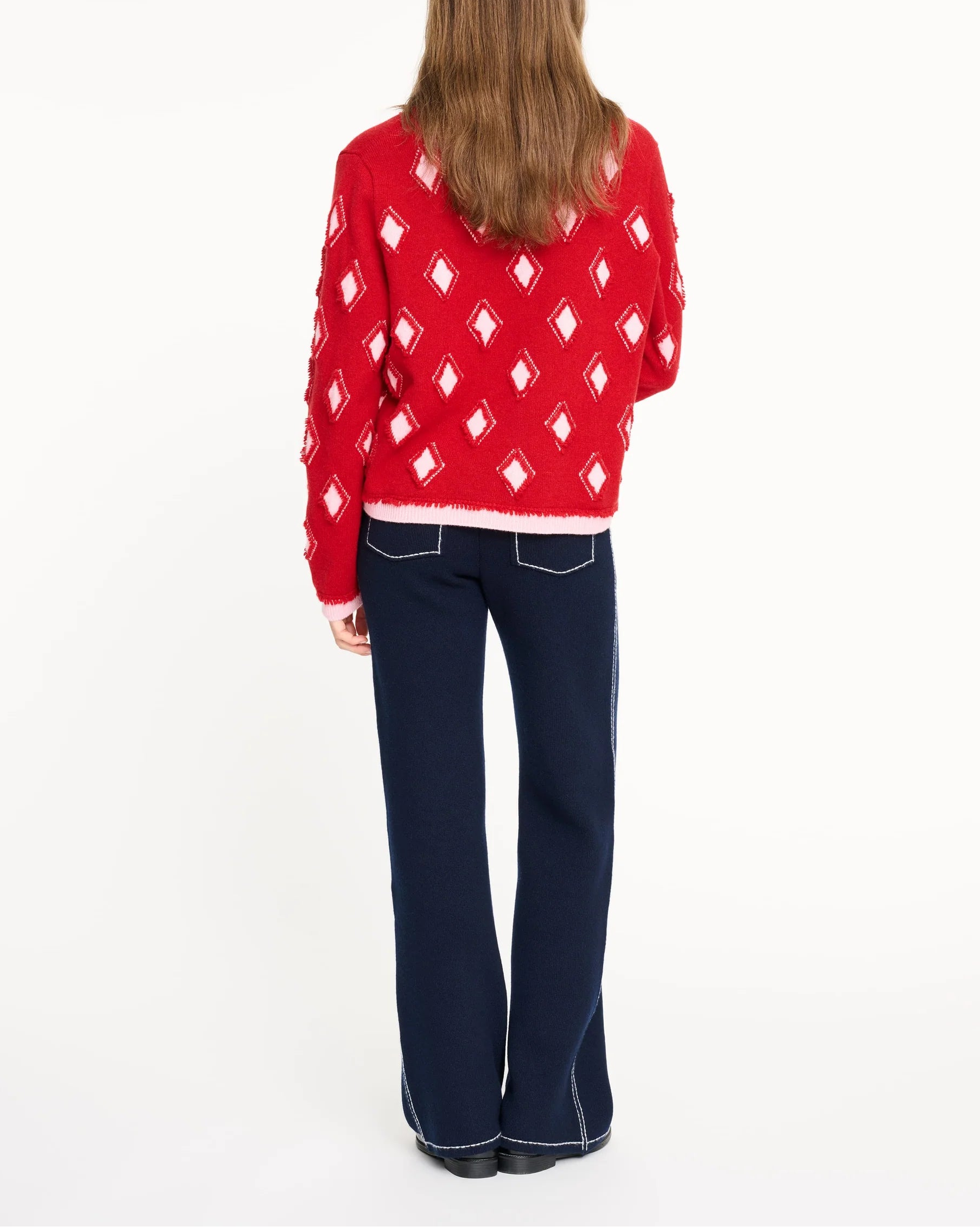 Argyle motif cashmere cardigan