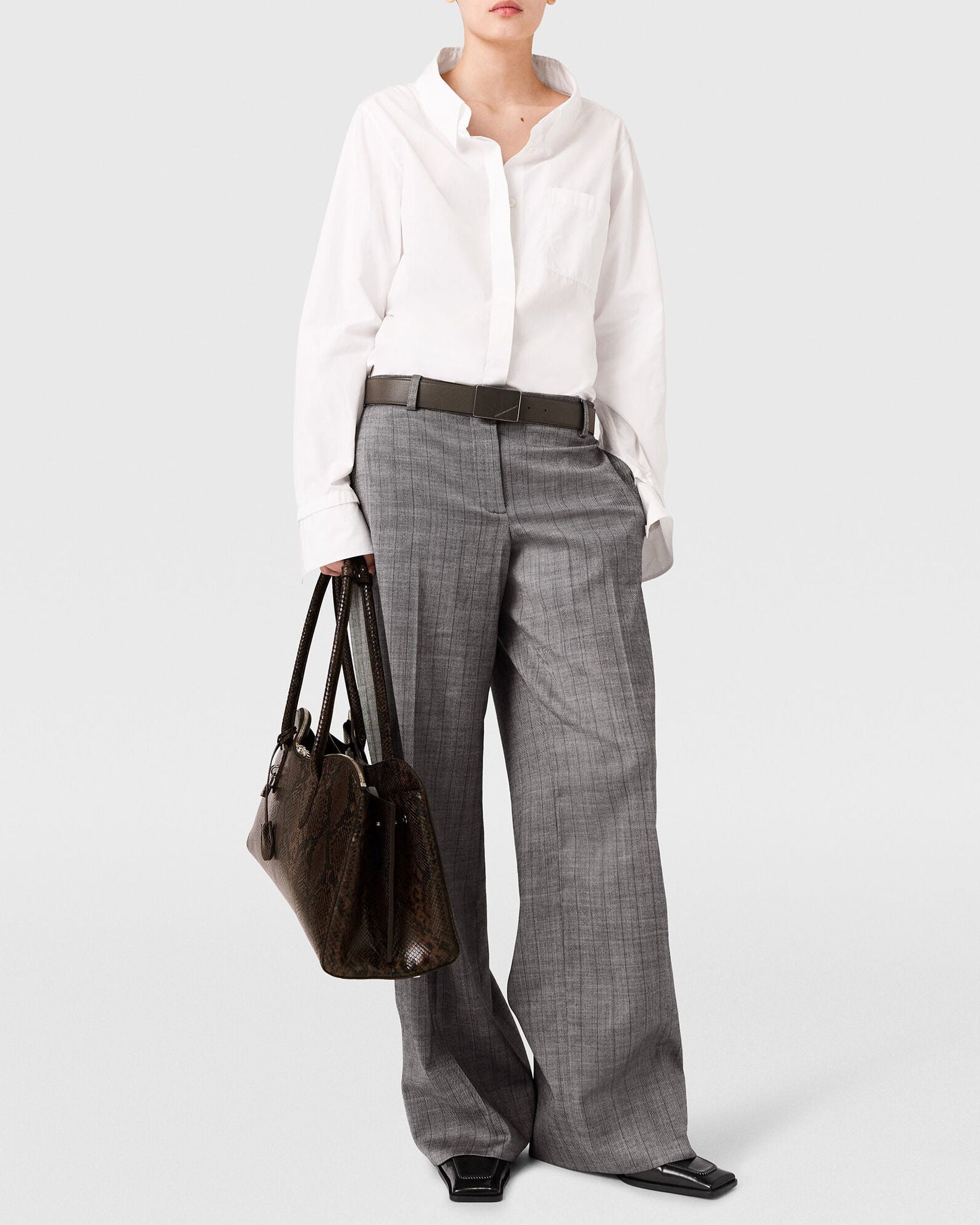 オープン Vネックカラー シャツ